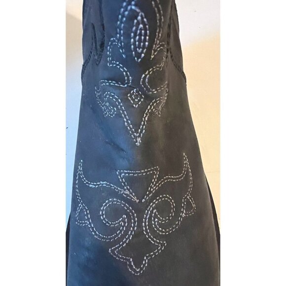 Sterling River Leather Cowboy Boots Black Women Size 9.5 SFW4030 - Picture 2 of 8